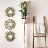 BONNYCO 3 Pack Round Gold Wall Mirrors - Home Decor for Living Room view 5