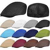 Funtery 12 Pieces Mesh Newsboy Hat for Men Flat Cap Breathable Summer Beret Cap Cabbie for Golf Baseball Driving