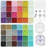 Bala&Fillic Size 3mm Seed Beads 48 Colors About 16800 pcs in Storage Box, 8/0 Glass Seed Beads for Making Bracelets Earrings Necklaces Jewelry