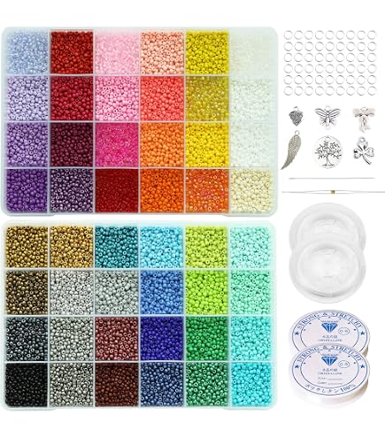 10,000pcs 3mm Glass Seed Beads Kit - 24 Colors, With Jewelry Findings For Bracelet Making - View #14