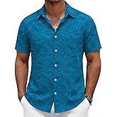 COOFANDY Mens Hawaiian Shirts Short Sleeve Button Down Aloha Shirts Summer Vacation Beach Shirts