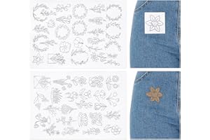 Amaxiu 50+Pcs Water Soluble Stabilizer for Embroidery, 2 Sheets Stick and Stitch Embroidery Paper Hand Sewing Stabilizers Self Adhesive Embroidery Stabilizers Tear Away Embroidery Stabilizers(Style-A)