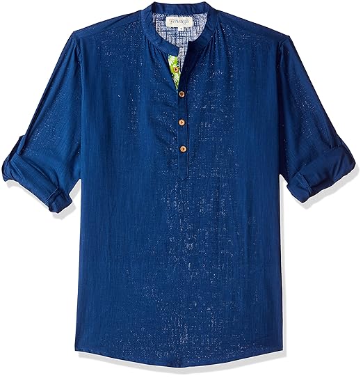 Men's cotton achkan Kurta (SS19/NAY-1030 A_ Blue_ Small)