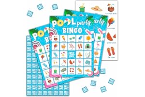Tedea Summer Bingo Games - Pool Party & Beach Birthday Bingo Cards for Adults, 24 Players