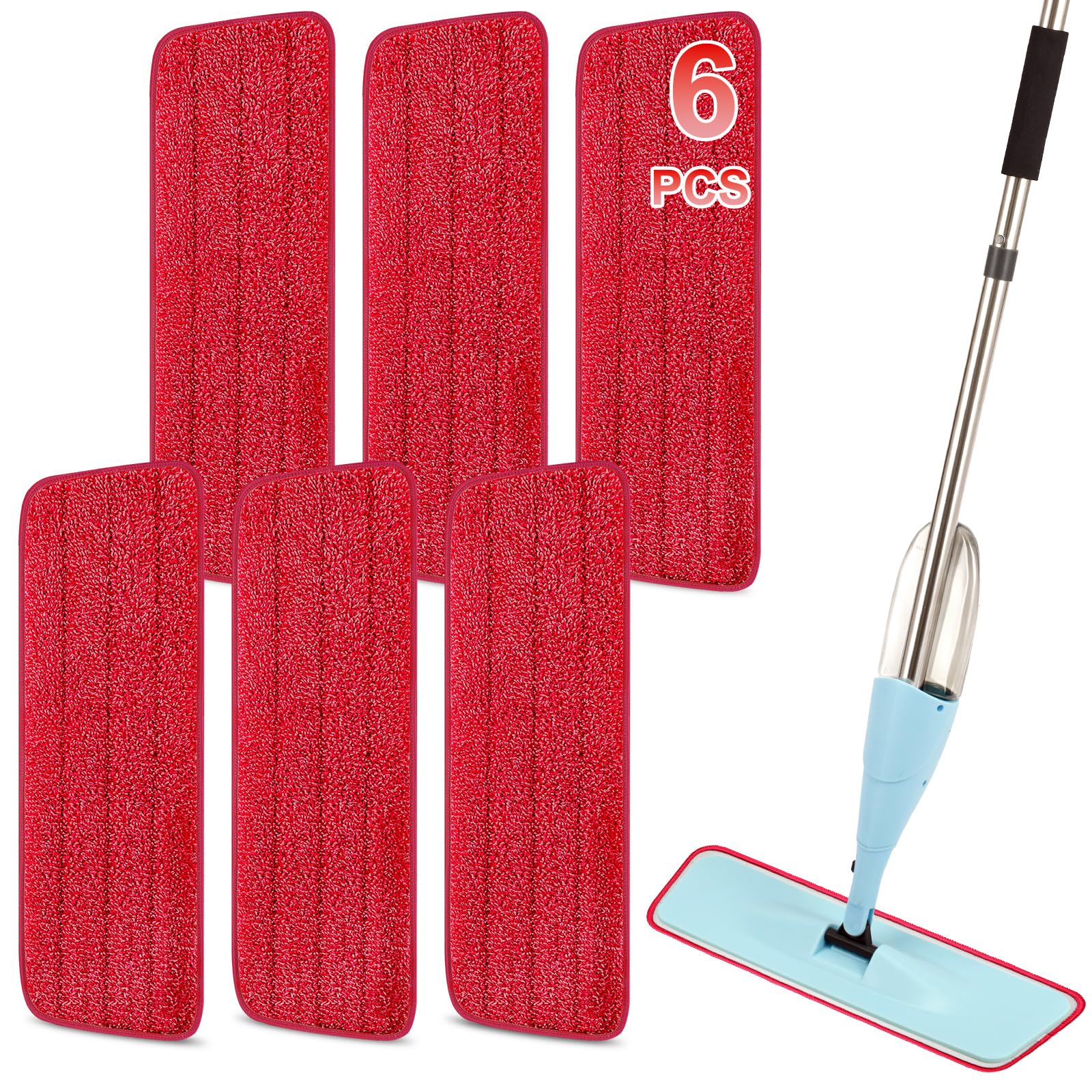 Photo 1 of 16.5 Inch Reusable Mop Pads Microfiber Spray Mop Replacement Heads for Wet/Dry Mops Compatible with Bona Floor Care System (6 Pack)