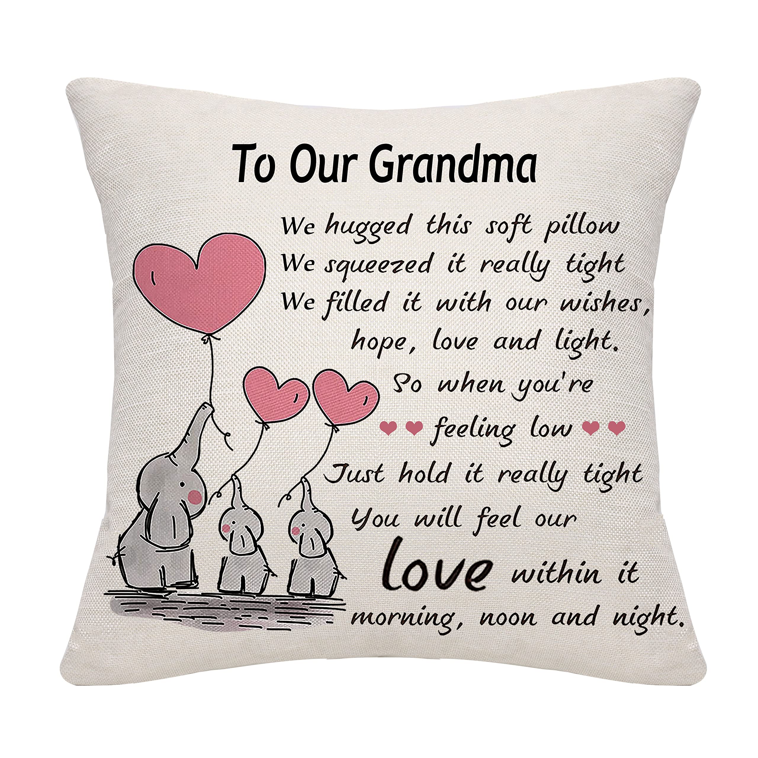 Bommex Grandma Gifts from Granddaughter Grandson Grandmother Nanny Nana Grandma Cushion Cover Throw Pillow Cover Thanksgiving (our grandma)