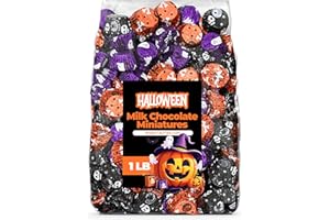 CANDYLISH Halloween Milk Chocolate Peanut Butter Miniature Cups – 1 LB Bulk Bag | Individually Wrapped Treats for Trick-or-Treat, Party Favors, Candy Bowls, Haunted House, Fall & Spooky Celebrations
