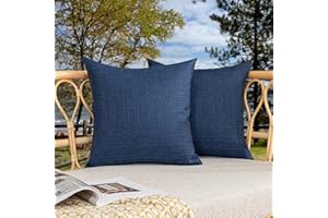 K KEVIN TEXTILE Kevin Textile Pack of 2 Decorative Outdoor Waterproof Throw Pillow Covers Checkered Pillowcases Classic Cushion Cases for Patio Couch Bench 20 x 20 Inch Blue