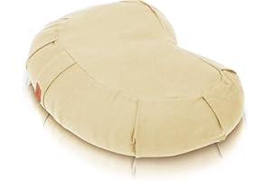 Seat Of Your Soul Crescent Meditation Cushion –10 Colors Half-Moon Yoga Pillow; Organic Cotton Zafu Cover & Zipper Liner to Adjust USA Buckwheat Hulls; Floor Pouf for Sitting Kids, Men or Women
