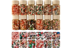 LIKETURE Fake Sprinkles 180g Fake Christmas Sprinkles Non-edible Craft Sprinkles Faux Sprinkles for Crafts Plastic Sprinkle Decoration Slime Sprinkles Slime Add Ins Shaker Card Filler (12 Bottles)
