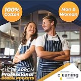 Discounted Cleaning Supplies Blue Chef Apron 37x27 Double Pockets Cotton view 4