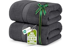 Utopia Towels Luxurious Jumbo Bath Sheet 2 Piece, 600 GSM, 35 by 70 Inches, 100% Ring Spun Cotton, Highly Absorbent and Quick Dry Extra Large Bath Towel, Super Soft Towel, Grey