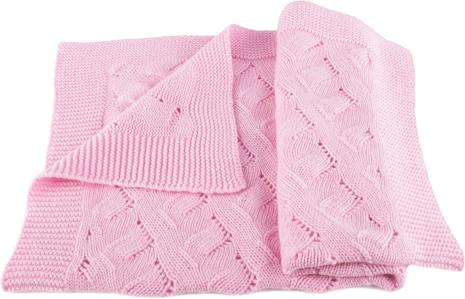 Love Cashmere Girls 100% Cashmere Baby Blanket - Baby Pink - hand made in Scotland