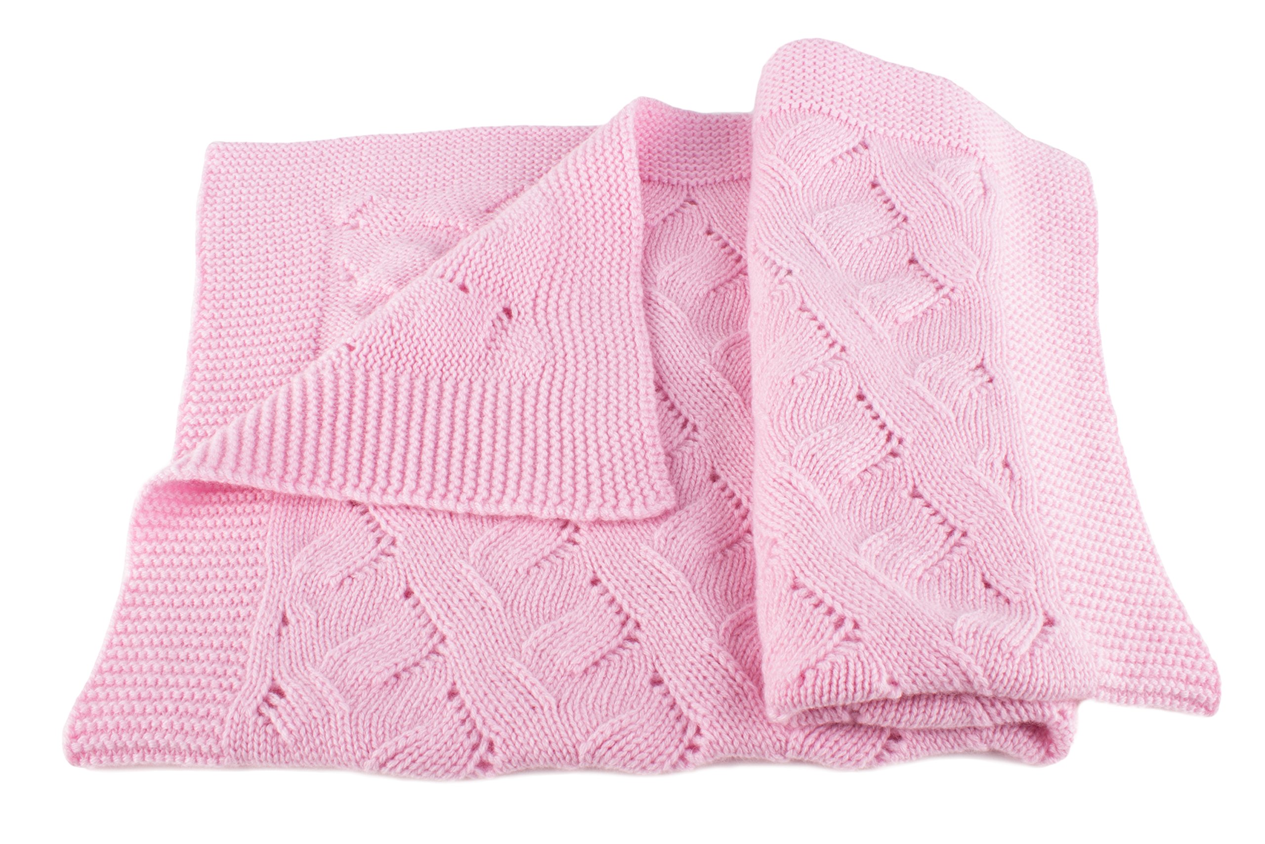 Love Cashmere Girls 100% Cashmere Baby Blanket - Baby Pink - hand made in Scotland