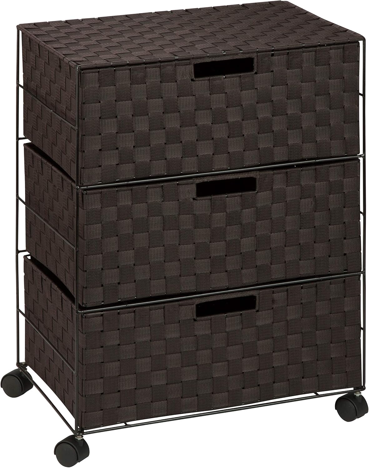 Honey-Can-Do Double Woven 3-Drawer Chest Storage Organizer, Espresso Brown, 19.5L x 13W x 26H -