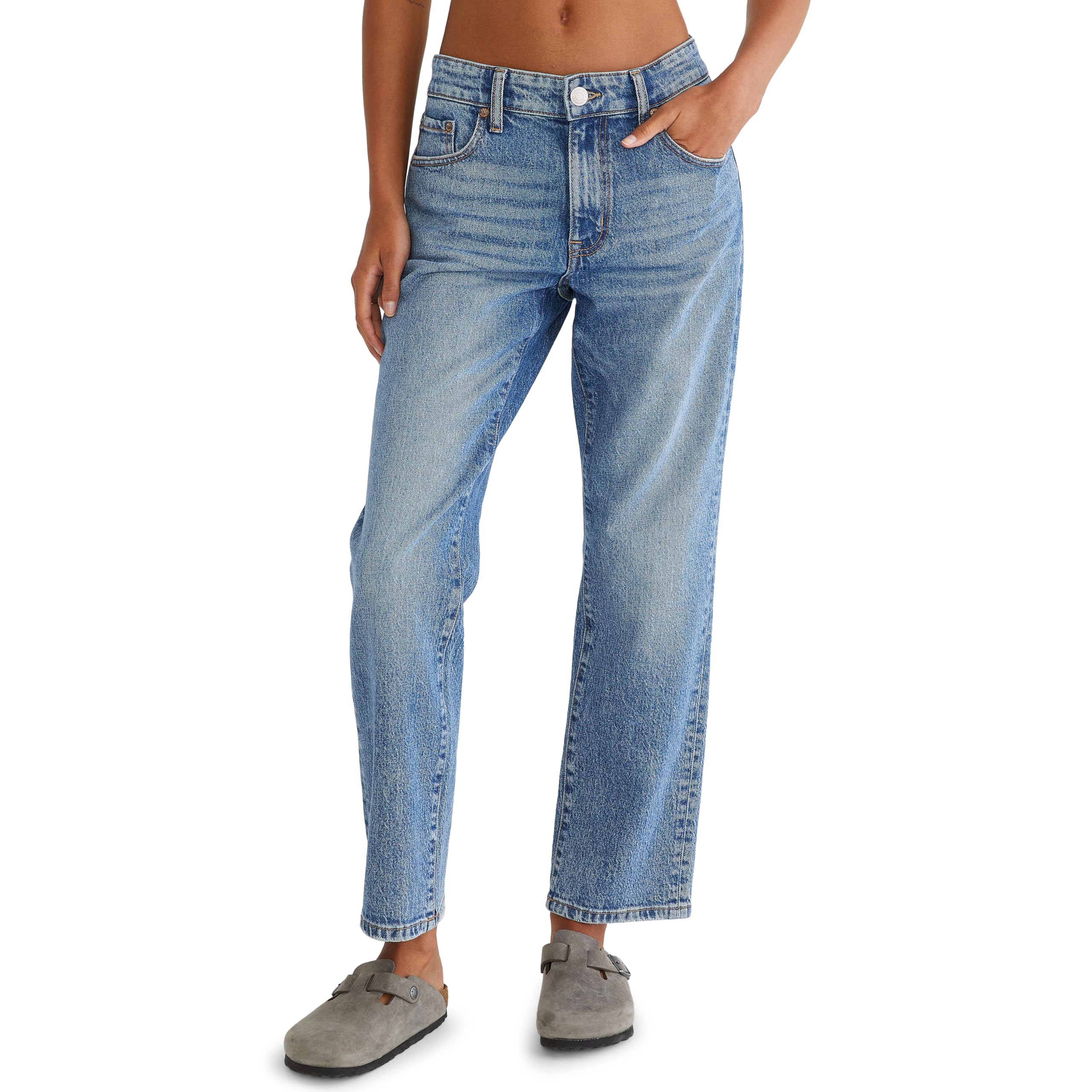 Mid-Rise Straight Ankle Jean, Medium WASH, 00R