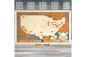 HYPERI Baseball Stadium Map, Baseball Stadium Tracker Checklist, Major League Ballparks Visited Map, Baseball Gift Bucket List, Adult Easter Gifts For Dad, Coworker, Men, Husband, Baseball Lovers