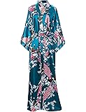 BABEYOND Kimono ochtendjas Pauw Kimono Robe Kimono Vesten voor Vrouwen Bruiloft Meisje Bonding Party Pyjama 135cm, Zwarte Bloem, One size