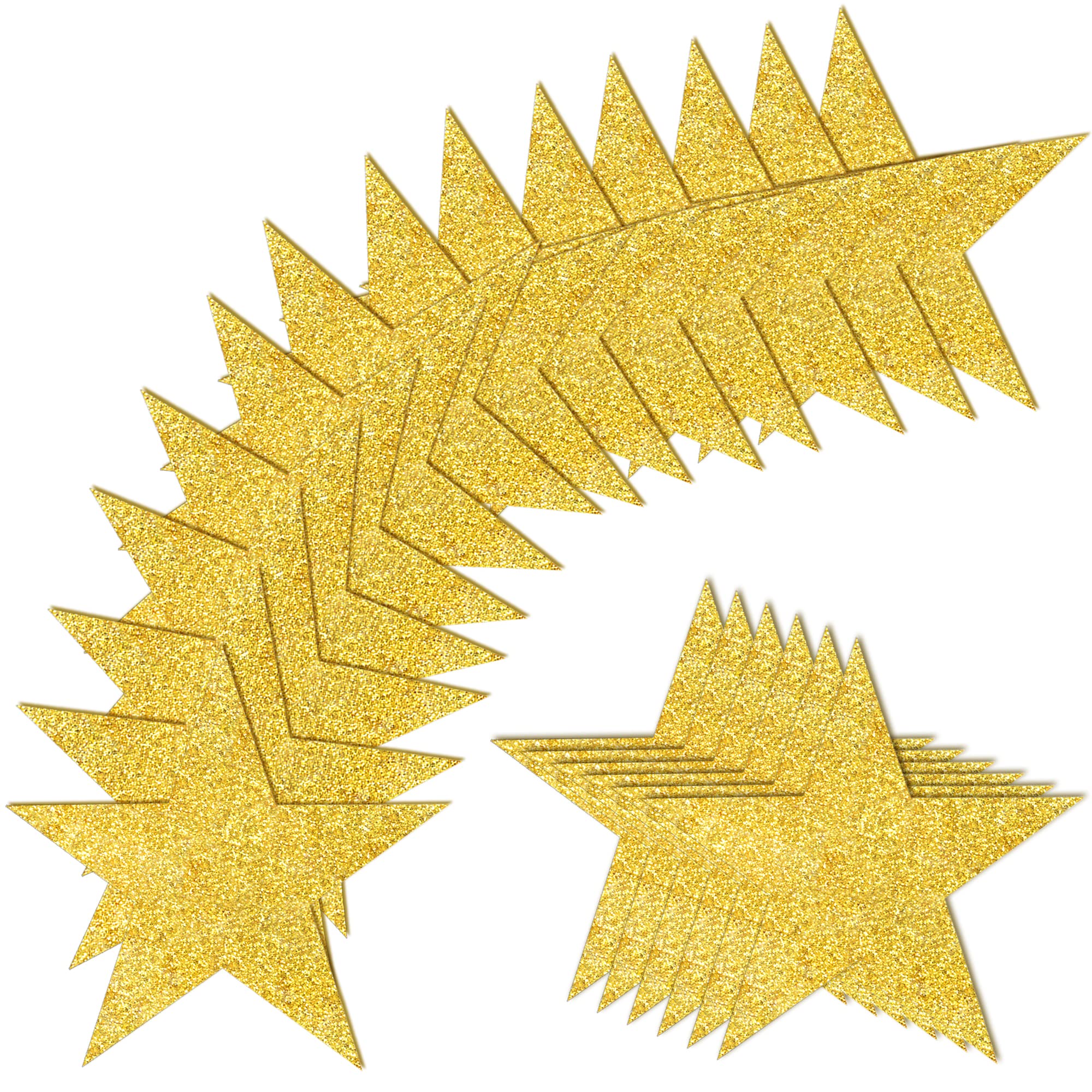 Photo 1 of 100 PCS Glitter Gold Five Star Cutouts Paper Stars Confetti Cutout Gold Star Cutouts for Bulletin Board Stars Accents Classroom Wall Party Decoration Supply