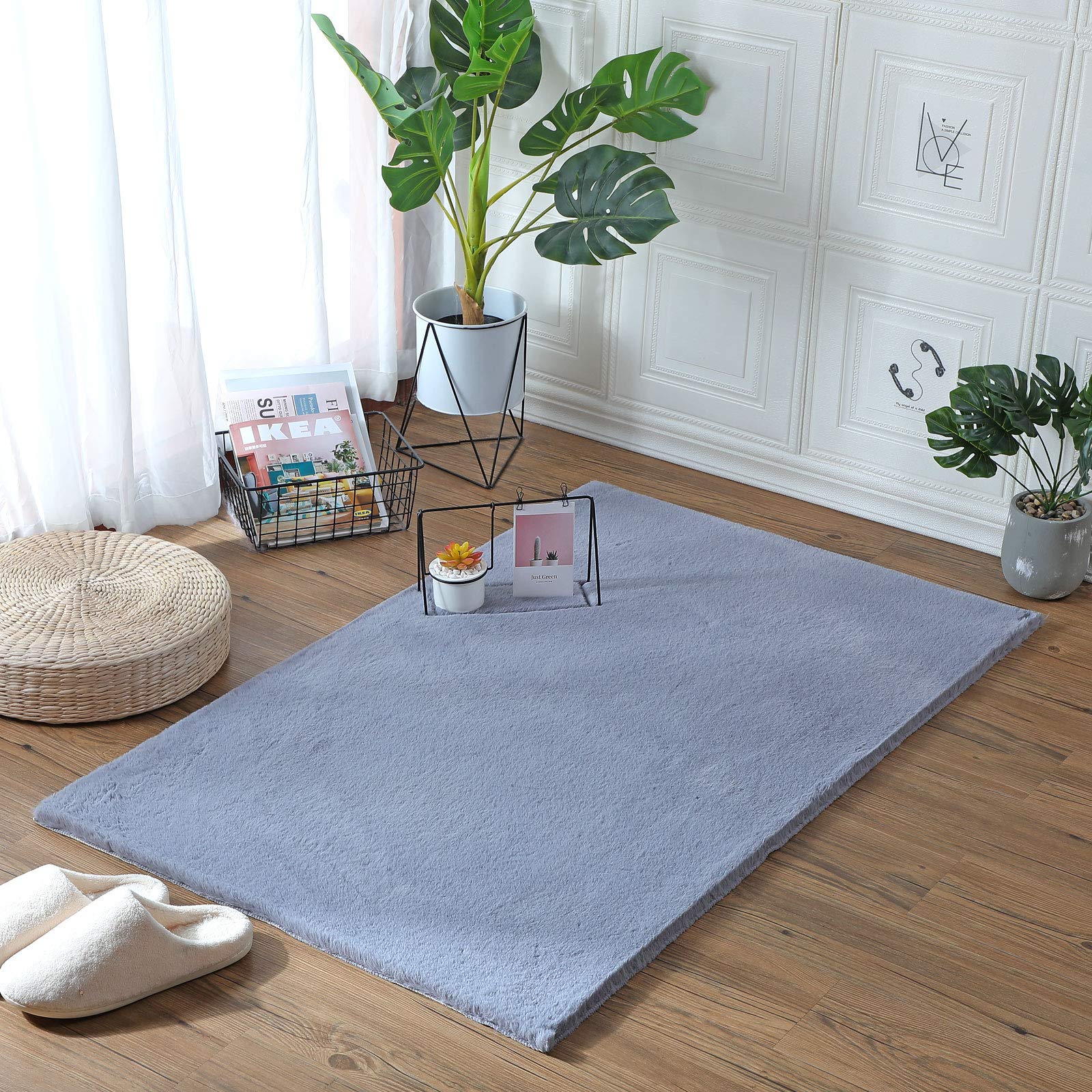 HEQUN Faux Sheepskin Area Rug,Lambskin Fur Rug,Super Soft Faux Rabbit Fur Rug| Fluffy Rug for the Bedroom, Living Room or Nursery | Furry Carpet or Throw for Chairs| No Shedding Non-Slip Durable