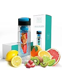 Savvy Infusion Flip Top Fruit Infuser Water Bottle - 24 Ounce - Unique Leak Proof Lid - Great Gifts for Women - Includes Bonus Infused Water Recipe eBook