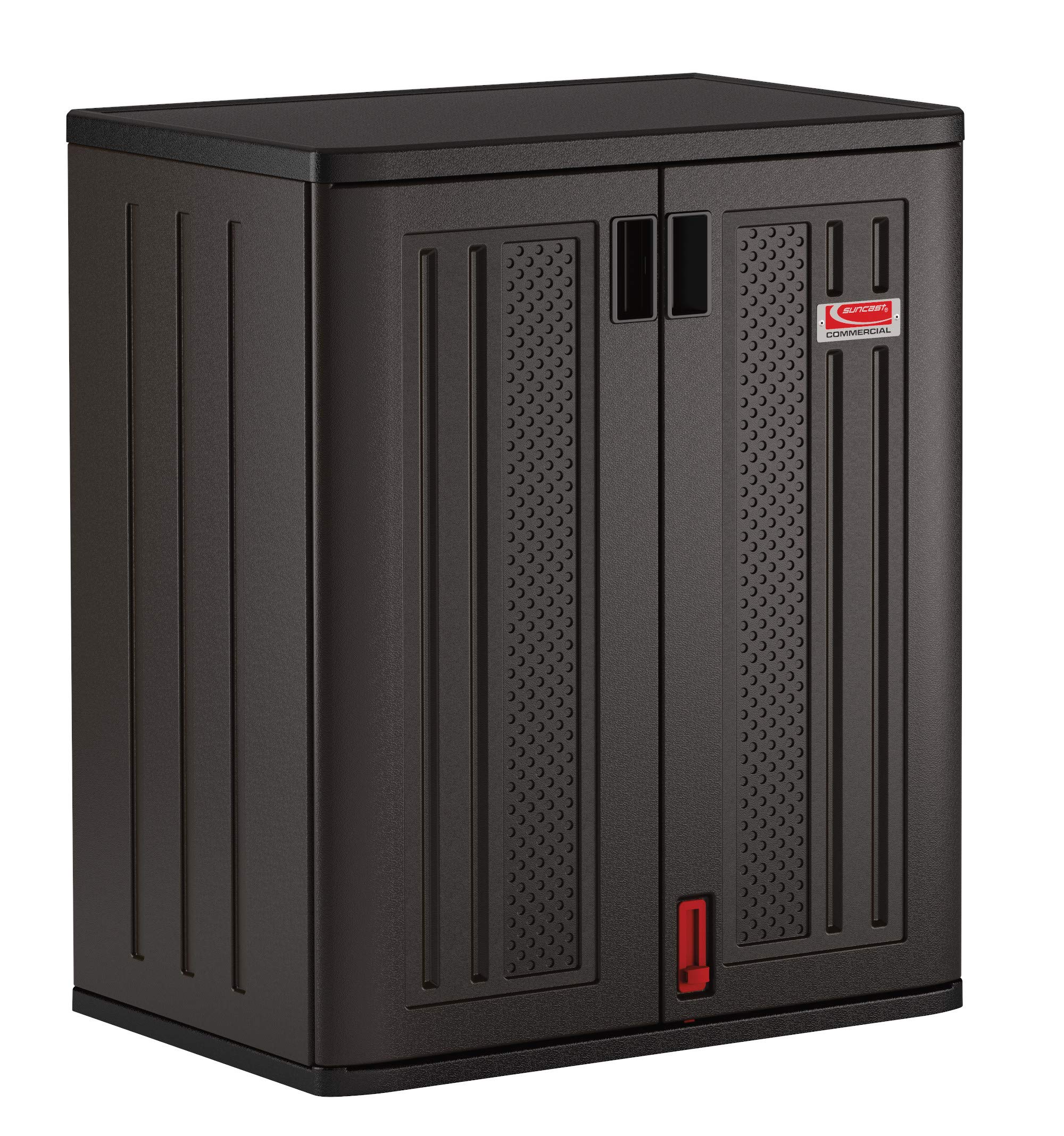 Photo 1 of **PARTS ONLY, PARTIAL SET MISSING UNKNOWN PARTS**
Suncast Commercial Heavy-Duty 9 Cubic Ft. Resin Storage Cabinet with Lockable Handles, Adjustable Metal-Reinforced Shelves for Garage or Workspace, Black, Made in The USA