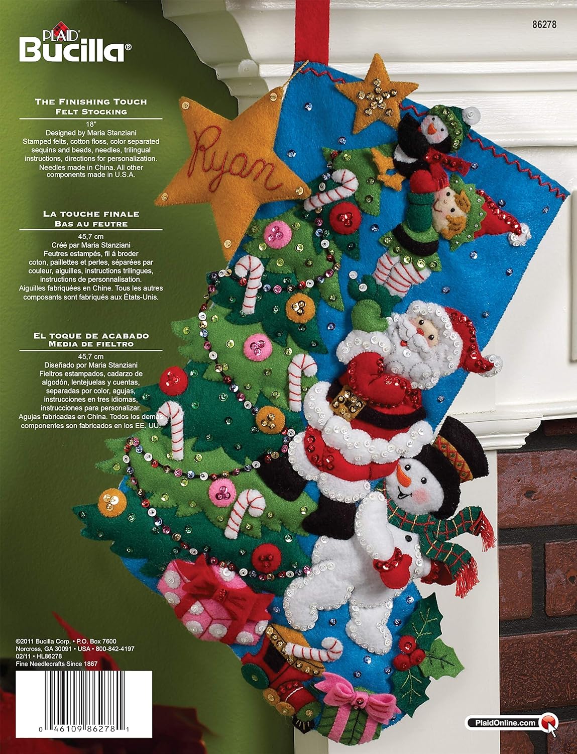 Download Amazon Com Bucilla 18 Inch Christmas Stocking Felt Applique Kit 86278 The Finishing Touch PSD Mockup Templates