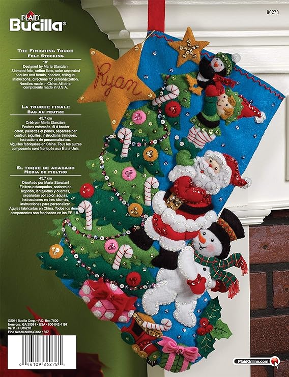 Bucilla The Finishing Touch Stocking Felt Applique Kit, 18" Long