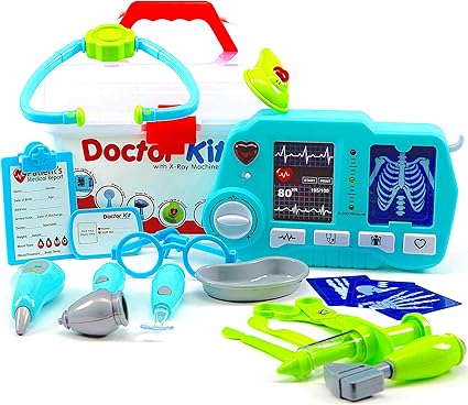 Amazon.com: Kit de juguete de doctor para niños e infantes, máquina de rayos X, luces y sonidos, premium, 20 piezas, con funda para transporte, baterías incluidas: Toys \u0026 Games