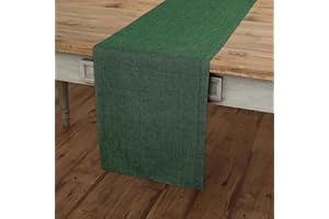 Solino Home Linen Forest Green Table Runner 108 Inches Long - Athena, 100% Pure Linen Dining Table Runner 14 x 108 Inch for Autumn, Thanksgiving, Christmas, Winter - Handcrafted and Machine Washable