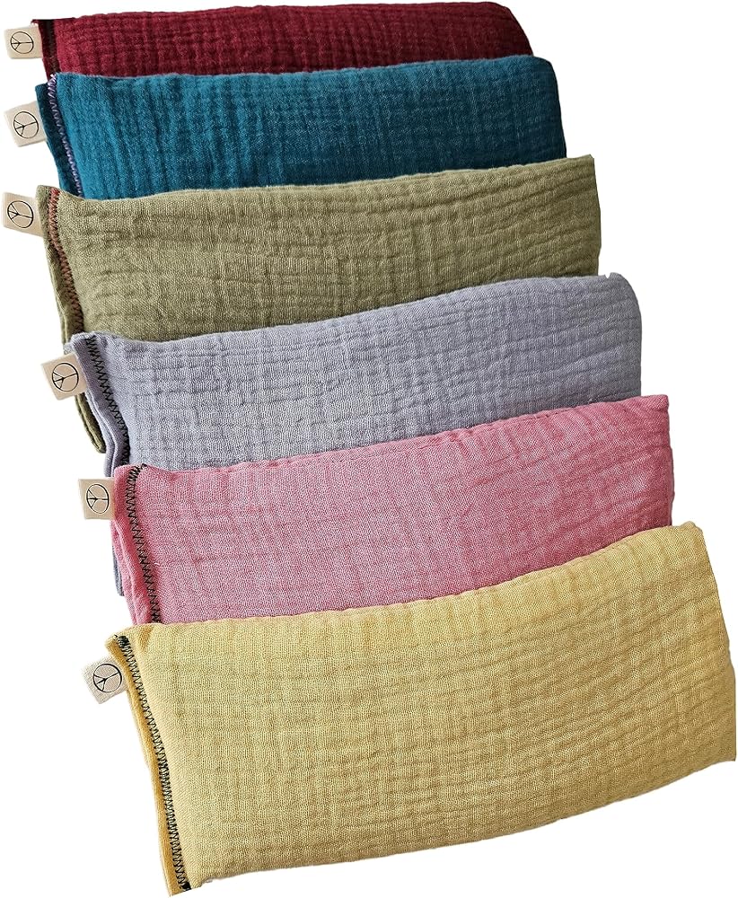 Peacegoods Unscented Eye Pillows (Pack of 6) - Soft Cotton Gauze Filled with Flax Seed Weighted for Yoga Meditation Headache
