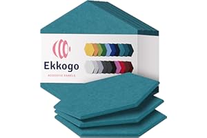 Ekkogo Acoustic Panels 12-Pack Soundproof Wall Panels 12"X10.4"X0.4" Sound Panels High Density Sound Dampening Panels - [Light Turquoise Hexagon]