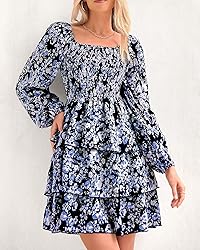 BTFBM Women Square Neck Smocked Dresses 2025 Summer