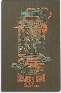 Lantern Press Beavers Bend State Park, Oklahoma, Water Bottle, Distressed Vector 113077 (10x15 Wood Wall Sign, Wall Decor Ready to Hang)