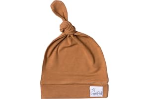 Copper Pearl Baby Beanie Hat Top Knot Stretchy Soft Camel