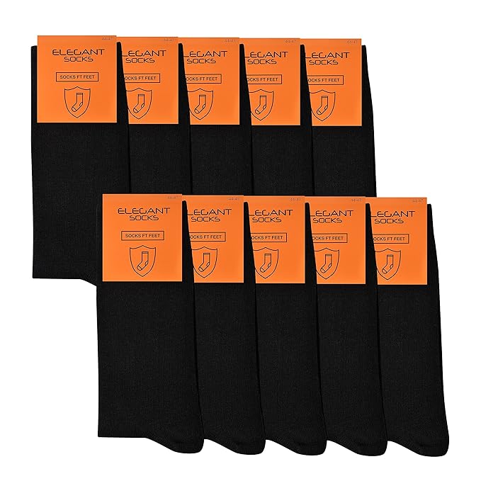 Elegant Socks Schwarze Socken für Herren | 10 Paar Baumwolle Premium Qualität Business Herren Socken Nur Der Herren Arbeitsso