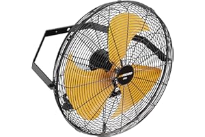AIRWIZARD Pro Serie 20 Inch Industrial Wall Mount Fan, 5850 CFM High Velocity Metal Wall Fan, 3 Speed, Adjustable Tilt, Commercial Use for Garage, Gym, Patio, Workshop, Basement, Greenhouse, UL Listed