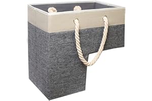TIDY NICHES Stair Basket For Stairs: Stair Baskets For Carpeted Stairs & Wooden Stairs - Anti-Slip Grip- Foldable Staircase Basket With Handles for Stair (Stairbasket, Grey/Beige, 1)