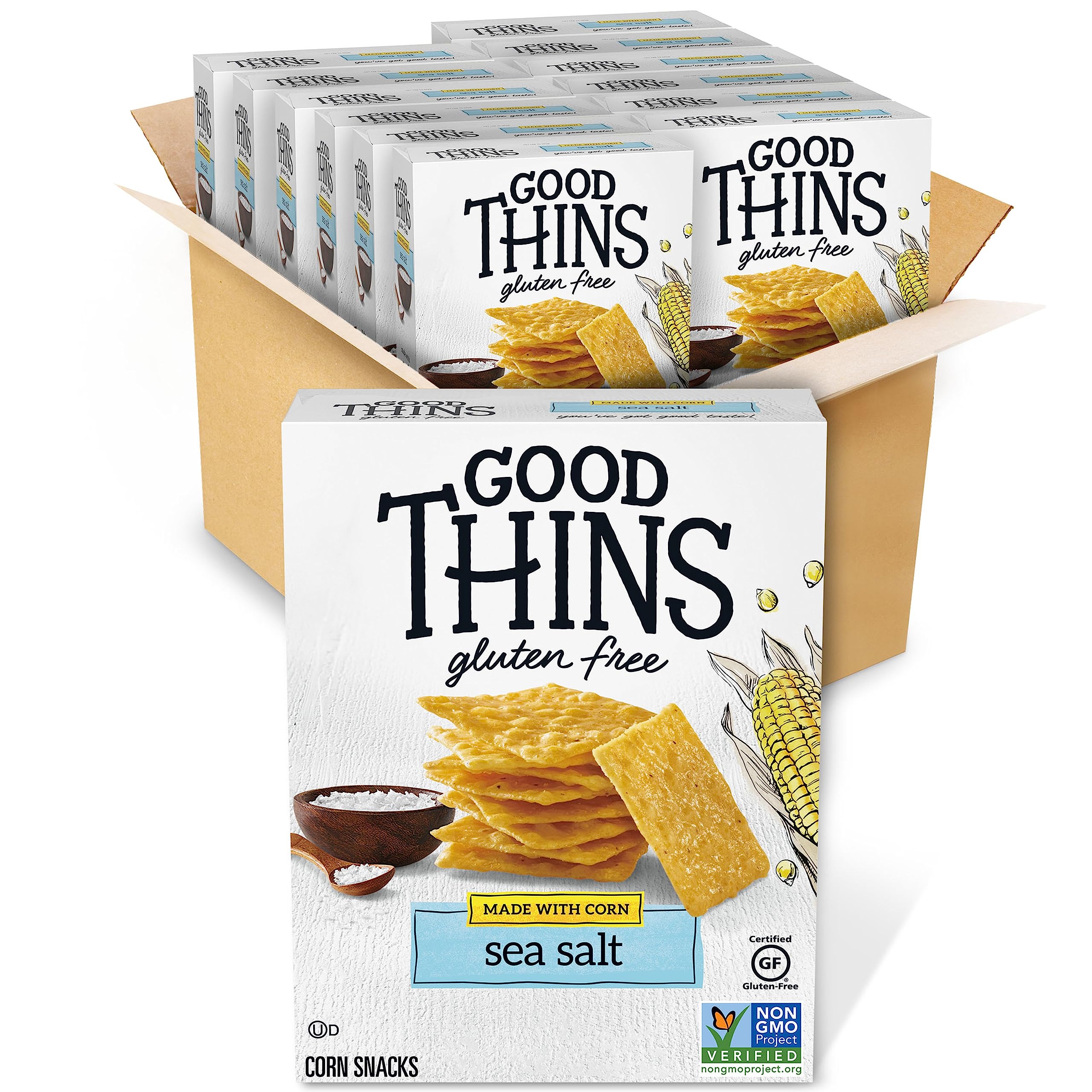 Good Thins Sea Salt Corn Snacks Gluten Free Crackers, 12 - 3.5 oz Boxes