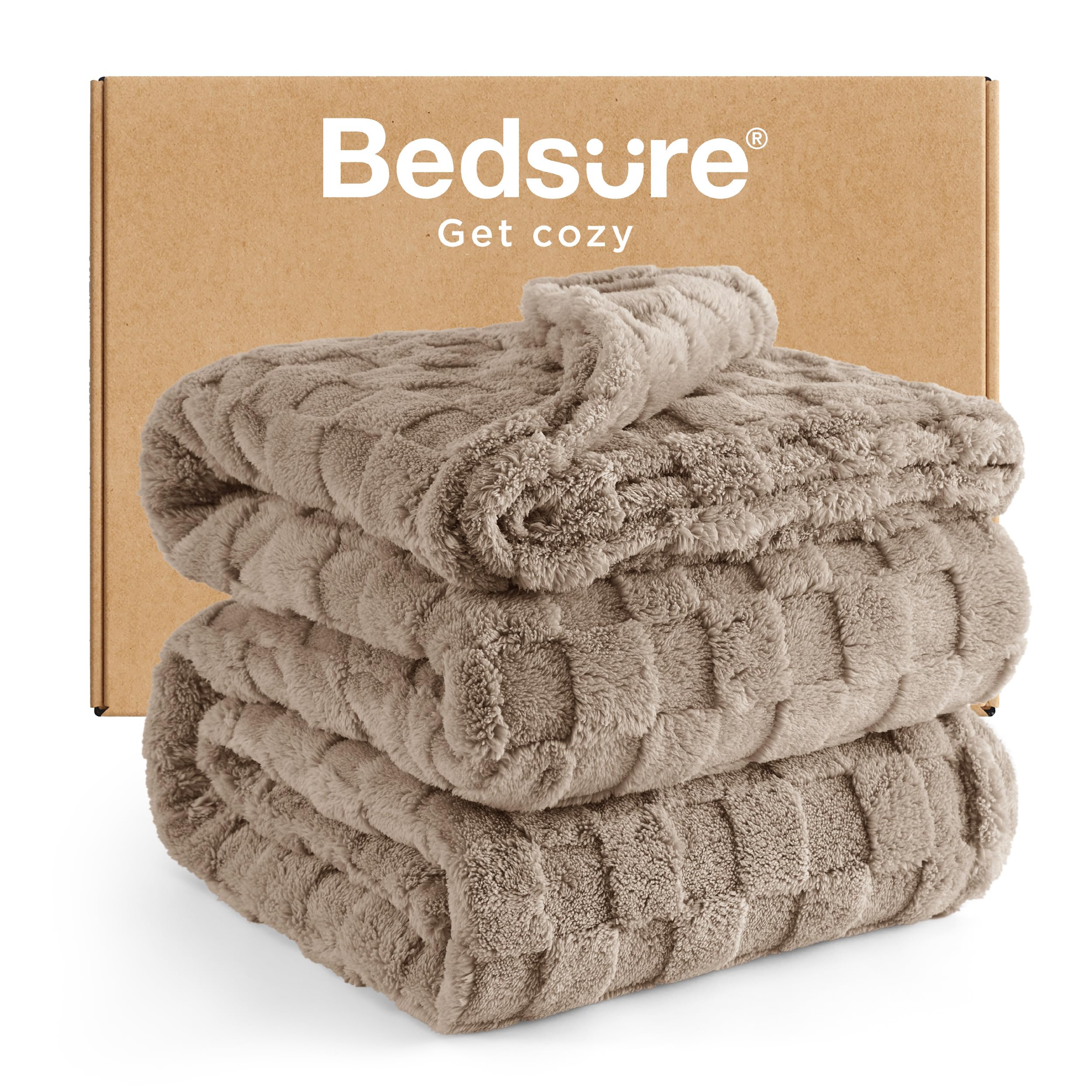 Photo 1 of Bedsure GentleSoft Blankets Queen Size for Bed - Super Soft Cozy Blanket for Women Men Girls, Large Fuzzy Fleece Throw for Bedroom Decor, Light Taupe, 90x90 Inches