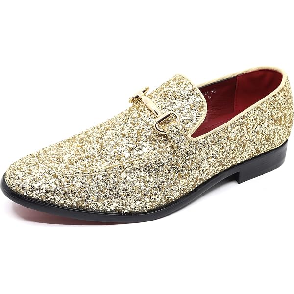 Amazon.com | FERUCCI Men Gold Spikes Slippers Loafers Flat  display picture 1