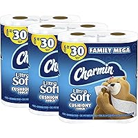 Charmin Ultra Soft Cushiony Touch Toilet Paper, 18 Family Mega Rolls = 90 Regular Rolls