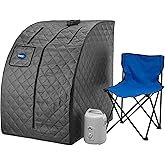 Durasage Lightweight Portable Personal Steam Sauna Spa for Relaxation at Home, 60 Minute Timer, 800 Watt Steam Generator, Cha