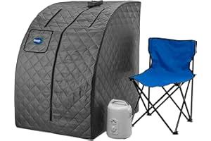 Durasage Lightweight Portable Personal Steam Sauna Spa - 800W Steam Generator, 60-Min Timer, Zippered Access, Single Front Pocket, Foldable Frame & Chair - Indoor Use, at-Home Relaxation Kit