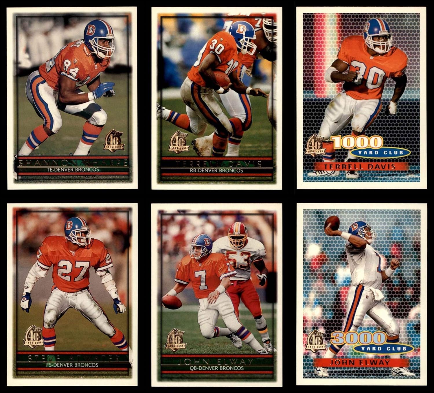 1996 Topps Denver Broncos Team Set Denver Broncos (Baseball Set) Dean's Cards 8 - NM/MT Broncos