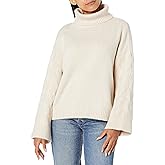 Armani Exchange Womens Wool Blend Cable Knit Loose Fit Turtleneck Sweater