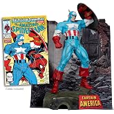 McFarlane Toys - Marvel Captain America 1:6th Scale Posed Figure with Scene &amp; Comic (The Amazing Spider-Man #323)