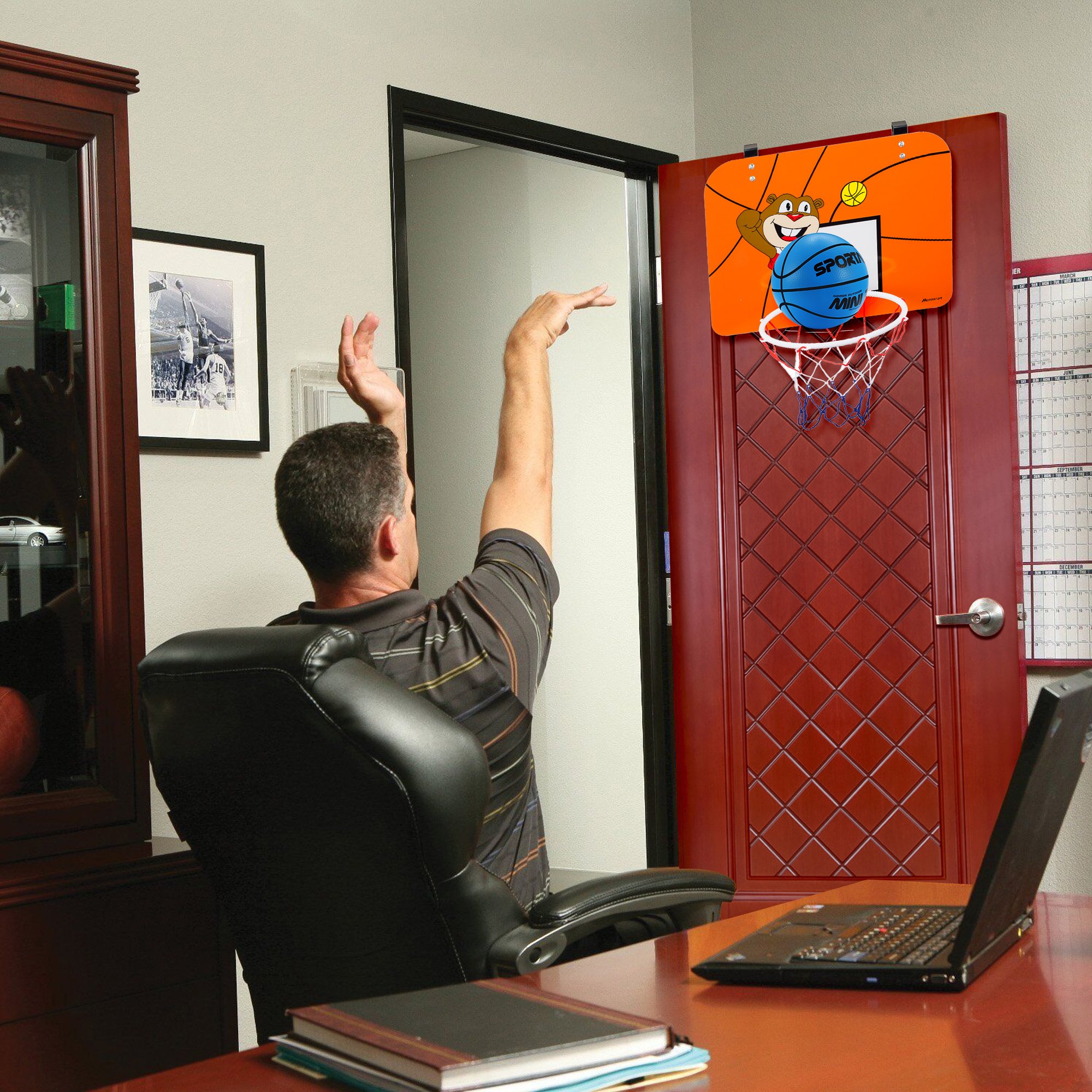 Mini Basketball Hoop Set With 16 x 12 Inch Shatter Resistant Backboard - Cute Bright Colors Kids Ball - Includes 2Pcs 6.5 Inch Basketballs & Pump - Fun Play Basketball System For Children Or Adult