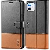 TUCCH Wallet Case for iPhone 11, PU Leather Kickstand RFID Blocking Card Slot Magnetic Closure Flip Cover with TPU Shockproof Interior Shell Compatible with iPhone 11 (6.1 inch) 2019, Black & Brown