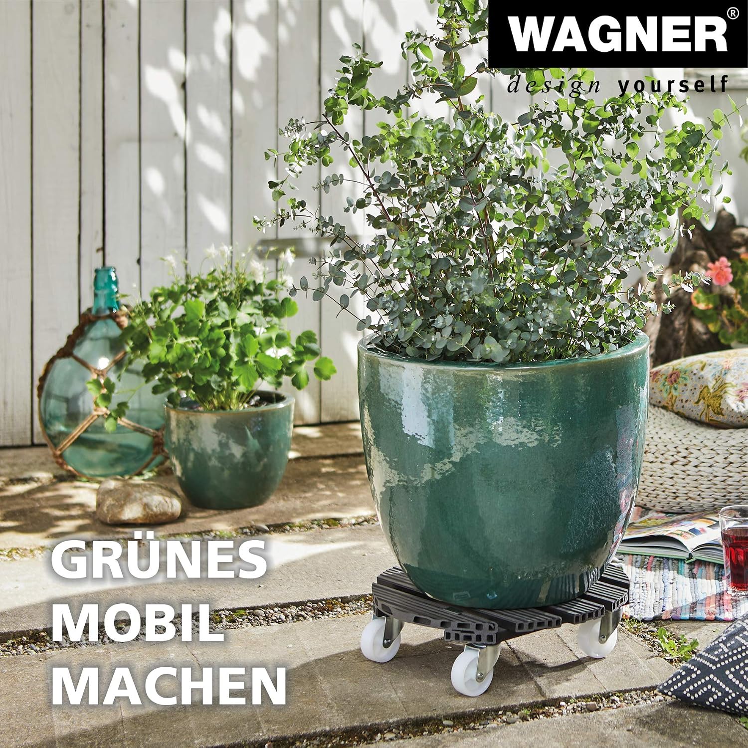 WAGNER design yourself WAGNER Plant trolley WPC diameter 38,5 x 11 cm Plant & Flower trolley for indoor + outdoor use Container trolley,terracotta Load capacity 120 kg - Image 3